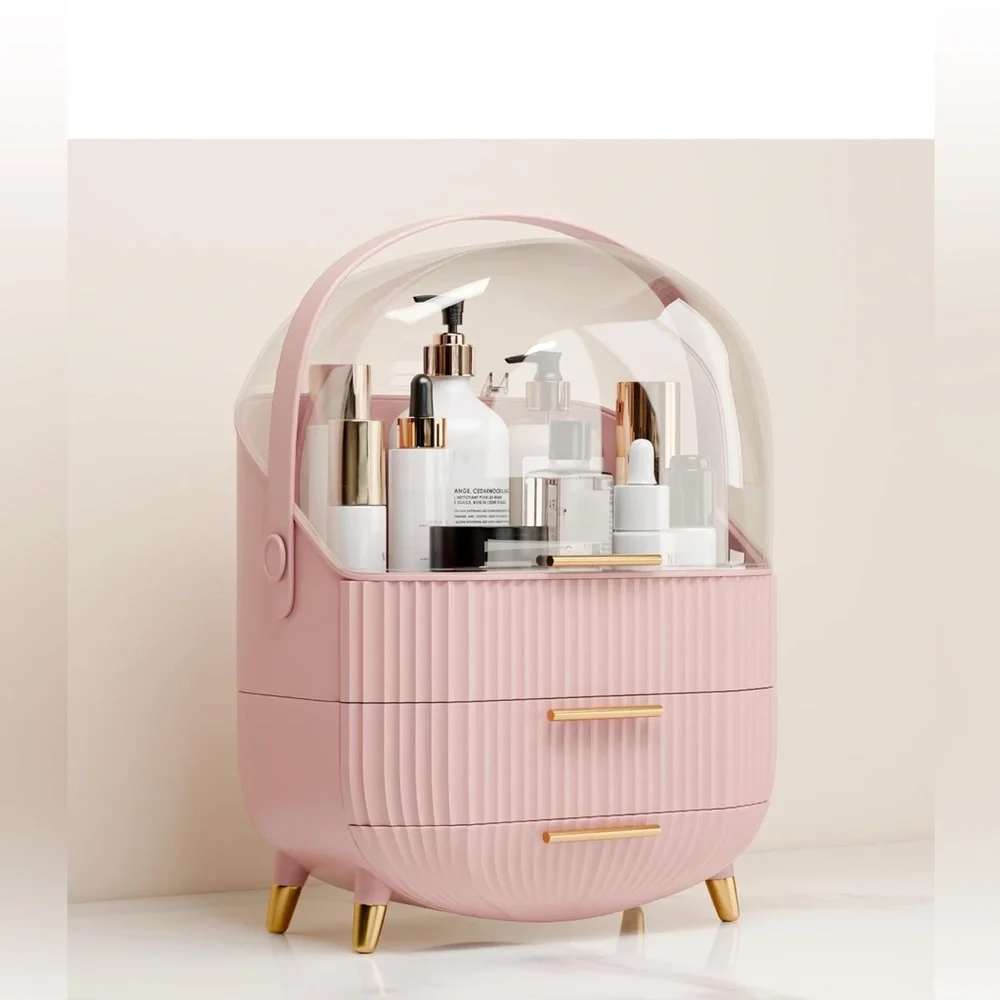 Makeup Organizer for Vanity Cosmetics Skincare Organizers with Lid and Drawers